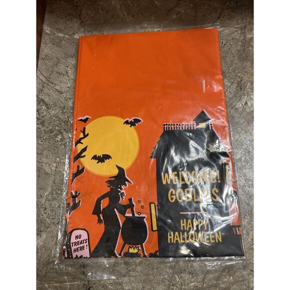Vintage Goblin Goodies Halloween Oblong Tablecloth Waterproof Plastic 52"x70" - Picture 2 of 2